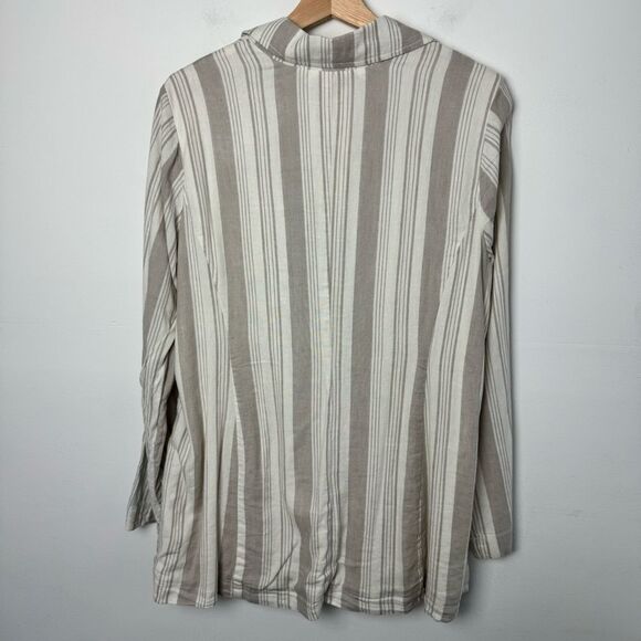 NWT Torrid Linen Striped Blazer White + Beige Coastal Light Size 0 12 Large - Picture 12 of 15